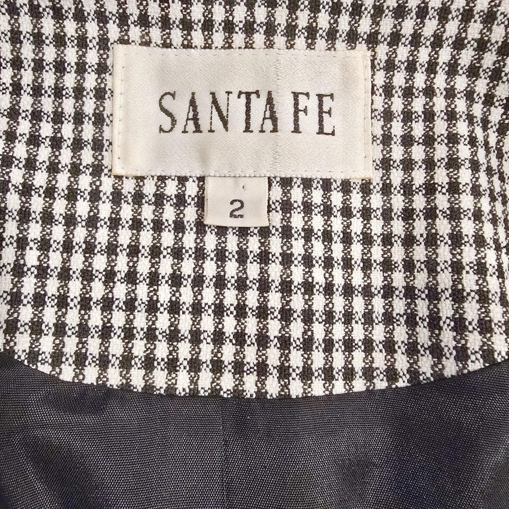 Vtg 90s SANTA FE Houndstooth Coat Dress 2 Midi Longline Blazer Gold Crest Button - Picture 8 of 10